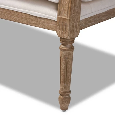 Clemence Upholstered Whitewashed Wood Sofa Loveseat Ivory/Oak - Baxton Studio 4 Clemence Upholstered Whitewashed Wood Sofa Loveseat Ivory/Oak - Baxton Studio - Image 4
