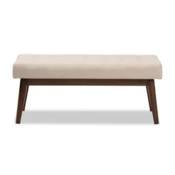 Urban Dwell Gear Outlet Store 28 Elia Mid Century Modern Walnut Wood Fabric Button Tufted Bench - Baxton Studio