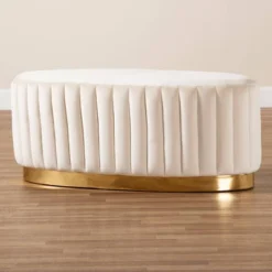 Kirana Velvet Upholstered And PU Leather Ottoman Gold - Baxton Studio -Urban Dwell Gear Outlet Store GUEST 02c4e96f 5279 42e2 93e1 ab1e9a946bed