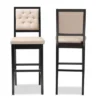 2pc Gideon Fabric Upholstered And Wood Barstool Set Sand/Dark Brown - Baxton Studio