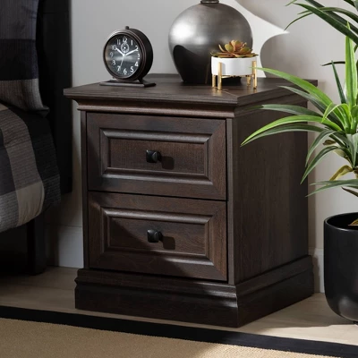 Nolan 2 Drawer Wood Nightstand Brown/Black - Baxton Studio 6 Nolan 2 Drawer Wood Nightstand Brown/Black - Baxton Studio - Image 6