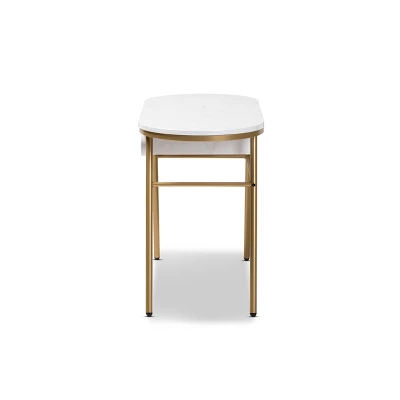 Mabel Metal Console Table With Faux Marble Tabletop Gold - Baxton Studio 3 Mabel Metal Console Table With Faux Marble Tabletop Gold - Baxton Studio - Image 3