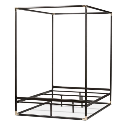 Queen Eva Vintage Industrial Finished Metal Canopy Bed Black - Baxton Studio 2 Queen Eva Vintage Industrial Finished Metal Canopy Bed Black - Baxton Studio - Image 2