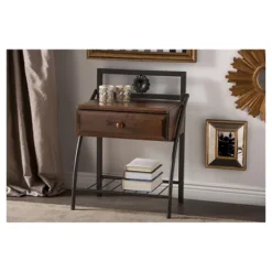 Jevenci Vintage Antique Dark Bronze Metal And Wood 1-Drawer Nightstand - Walnut - Baxton Studio -Urban Dwell Gear Outlet Store GUEST 03f15f3b 9d15 45e6 b23d f267c37418ca