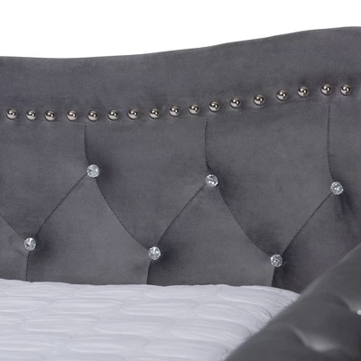 Abbie Velvet Fabric Upholstered Crystal Tufted Daybed - Baxton Studio 3 Abbie Velvet Fabric Upholstered Crystal Tufted Daybed - Baxton Studio - Image 3