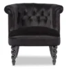 Flax Victorian Style Contemporary Velvet Fabric Upholstered Vanity Accent Chair - Black - Baxton Studio