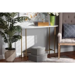Samuel Metal Console Table With Faux Marble Tabletop Gold - Baxton Studio -Urban Dwell Gear Outlet Store GUEST 04a72dfa a1ad 4825 bf64 e51cfd17fea4