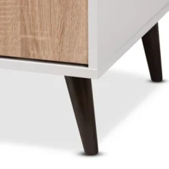 Bastien Light Oak 6 Shelf TV Stand For TVs Up To 60" White/Brown - Baxton Studio -Urban Dwell Gear Outlet Store GUEST 0715f0fb e0a2 44fd be0a 8d122b3e7d6a