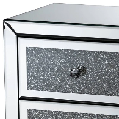 Talan 3 Drawers Mirrored Nightstand - Baxton Studio 4 Talan 3 Drawers Mirrored Nightstand - Baxton Studio - Image 4