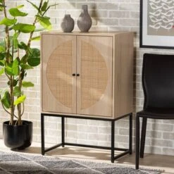Ardon Bohemian Wood And Metal 2 Door Storage Cabinet With Rattan Light Brown/Black - Baxton Studio -Urban Dwell Gear Outlet Store GUEST 079202e3 aa6f 4241 87aa 4d07a207be45