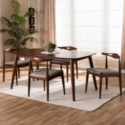 5pc Aeron Wood Dining Set Light Gray/Walnut - Baxton Studio 9 5pc Aeron Wood Dining Set Light Gray/Walnut - Baxton Studio -Urban Dwell Gear Outlet Store GUEST 0882f281 b115 47f9 ad5d f731f6df76dd