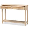 Sebille Wood With Natural Rattan 2 Drawer Console Table Light Brown - Baxton Studio
