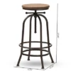 Baxton Studio Aline Wood And Rust Finished Steel Adjustable Swivel Barstool Brown - BaxtonStudio