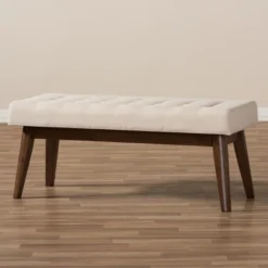Elia Mid Century Modern Walnut Wood Fabric Button Tufted Bench - Baxton Studio -Urban Dwell Gear Outlet Store GUEST 091deb39 3b4c 473d a3da cdabf8e983ac