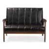 Nikko Mid-Century Modern Scandinavian Style Faux Leather Wooden 2 Seater Loveseat - Baxton Studio