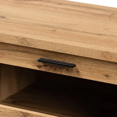 Adelino Wood 2 Drawer TV Stand For TVs Up To 55" Oak Brown/Black - Baxton Studio 3 Adelino Wood 2 Drawer TV Stand For TVs Up To 55" Oak Brown/Black - Baxton Studio - Image 3