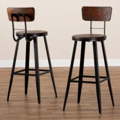 Set Of 2 Kenna Wood And Metal Finished Metal Barstools Brown/Black - Baxton Studio 10 Set Of 2 Kenna Wood And Metal Finished Metal Barstools Brown/Black - Baxton Studio -Urban Dwell Gear Outlet Store GUEST 0b3a0d06 37ee 407f 9ec5 b60dbd045727