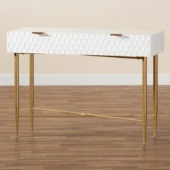 Galia Wood And Metal 1 Drawer Console Table White/Gold - Baxton Studio -Urban Dwell Gear Outlet Store GUEST 0b721164 006b 4ffe ba70 fac41c9f5c61
