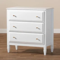 3 Drawer Naomi Wood Bedroom Chest White/Gold - Baxton Studio -Urban Dwell Gear Outlet Store GUEST 0b8ad4aa 817c 4a5a 816a 71b399896835