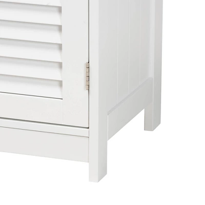 Rivera Wood And Metal 2 Door Bathroom Storage Cabinet White/Silver - Baxton Studio 6 Rivera Wood And Metal 2 Door Bathroom Storage Cabinet White/Silver - Baxton Studio - Image 6