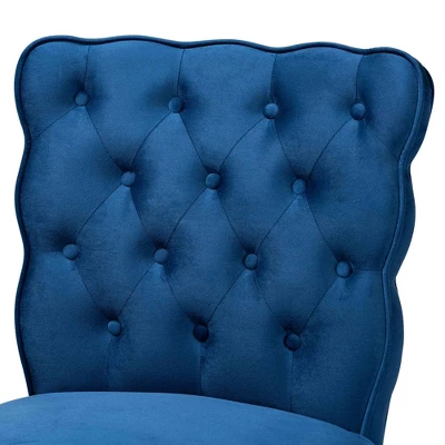 2pc Daphne Velvet Fabric Upholstered And Wood Counter Height Barstool Set - Baxton Studio 3 2pc Daphne Velvet Fabric Upholstered And Wood Counter Height Barstool Set - Baxton Studio - Image 3