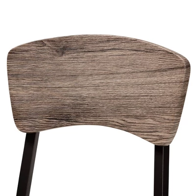 5pc Marcus Metal And Rustic Oak Finished Wood Dining Set Black/Oak - Baxton Studio 3 5pc Marcus Metal And Rustic Oak Finished Wood Dining Set Black/Oak - Baxton Studio - Image 3