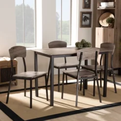 5pc Marcus Metal And Rustic Oak Finished Wood Dining Set Black/Oak - Baxton Studio 8 5pc Marcus Metal And Rustic Oak Finished Wood Dining Set Black/Oak - Baxton Studio -Urban Dwell Gear Outlet Store GUEST 0d2f088f c228 409a a222 70f22c3d1abc