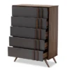 5 Drawer Naoki Wood Bedroom Chest Gray/Walnut - Baxton Studio