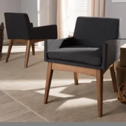 Set Of 2 Nexus Mid Century Modern Walnut Wood Fabric Upholstered Dining Armchair - Baxton Studio -Urban Dwell Gear Outlet Store GUEST 0dd4e27f 1ba7 48de 878b 32c54c4595ea