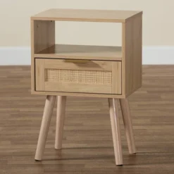 Emmett Wood 1 Drawer End Table Light Brown/Gold - Baxton Studio -Urban Dwell Gear Outlet Store GUEST 0dfc9dd0 3cfb 45e0 8e05 81450294616c