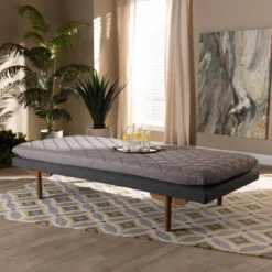 Twin Two Marit Tone Upholstered Wood Daybed Gray/Walnut - Baxton Studio -Urban Dwell Gear Outlet Store GUEST 0f485e95 c9fa 4b1d 91e8 05e7ff82f68d