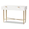 Galia Wood And Metal 1 Drawer Console Table White/Gold - Baxton Studio