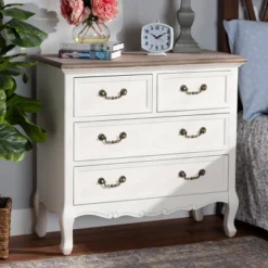 Amalie 4 Drawer Accent Dresser White/Oak - Baxton Studio -Urban Dwell Gear Outlet Store GUEST 10038e36 ff1a 4210 a38a 1a183f0bcce9