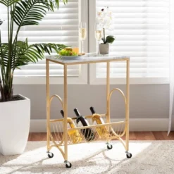 Jacek Metal Wine Cart With Marble Tabletop Gold - Baxton Studio 11 Jacek Metal Wine Cart With Marble Tabletop Gold - Baxton Studio -Urban Dwell Gear Outlet Store GUEST 1043db00 9c5b 4936 8fa8 eb3b6b0919cd