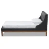 Louvain Modern And Contemporary Fabric Upholstered Walnut - Finished Platform Bed Dark Gray - Baxton Studio