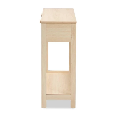 Sebille Wood With Natural Rattan 2 Drawer Console Table Light Brown - Baxton Studio 3 Sebille Wood With Natural Rattan 2 Drawer Console Table Light Brown - Baxton Studio - Image 3