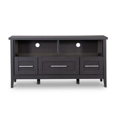 Espresso Finished 3 Drawers TV Stand For TVs Up To 47" Dark Brown - Baxton Studio 4 Espresso Finished 3 Drawers TV Stand For TVs Up To 47" Dark Brown - Baxton Studio - Image 4