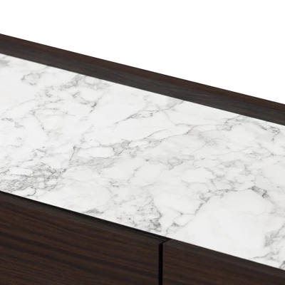 Walker Wood 6 Drawer Dresser With Faux Marble Top Dark Brown/Marble/Gold - Baxton Studio 5 Walker Wood 6 Drawer Dresser With Faux Marble Top Dark Brown/Marble/Gold - Baxton Studio - Image 5