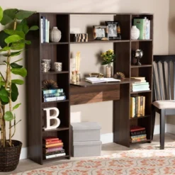 Ezra Wood Storage Computer Desk With Shelves Walnut - Baxton Studio -Urban Dwell Gear Outlet Store GUEST 120223bc d0f8 4720 bae5 eda8bfd555d1