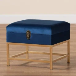 Aliana Fabric And Metal Ottoman Navy Blue/Gold - Baxton Studio 15 Aliana Fabric And Metal Ottoman Navy Blue/Gold - Baxton Studio -Urban Dwell Gear Outlet Store GUEST 120c93d3 0fff 4269 8e83 101ed4ce12d6