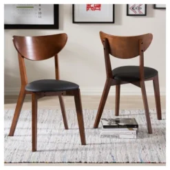 Set Of 2 Sumner Mid - Century Faux Leather Dining Chairs - Black, "Walnut" Brown - Baxton Studio 6 Set Of 2 Sumner Mid - Century Faux Leather Dining Chairs - Black, "Walnut" Brown - Baxton Studio -Urban Dwell Gear Outlet Store GUEST 1236b51e b63a 4b6f 8ca5 fd3ceeecc704