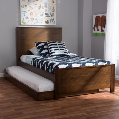 Twin Catalina Modern Classic Mission Style Finished Wood Platform Bed With Trundle - Baxton Studio 10 Twin Catalina Modern Classic Mission Style Finished Wood Platform Bed With Trundle - Baxton Studio - Image 10