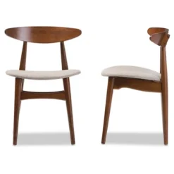 Set Of 2 Flora Mid-Century Modern Light Gray Fabric & Oak Medium Brown Finishing Wood Dining Chairs - Baxton Studio -Urban Dwell Gear Outlet Store GUEST 15151f43 8689 4072 b2c4 9a61db7d6f9d