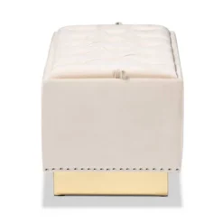 Powell Velvet Fabric Upholstered And PU Leather Ottoman Gold - Baxton Studio -Urban Dwell Gear Outlet Store GUEST 15e2f447 2b90 4317 98f5 1e63241f5325