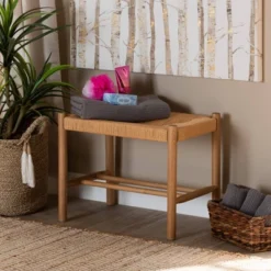 Urban Dwell Gear Outlet Store 24 Saura Wood Hemp Accent Bench Oak Brown - Baxton Studio
