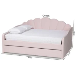 Queen Timila Velvet Fabric Upholstered Daybed With Trundle Light Pink - Baxton Studio -Urban Dwell Gear Outlet Store GUEST 17b07922 d6c0 408b b620 a270e65e5644