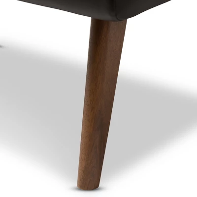 Baxton Studio Annetha Mid Century Modern Walnut Finished Wood Faux Leather Upholstered Ottoman Black 4 Baxton Studio Annetha Mid Century Modern Walnut Finished Wood Faux Leather Upholstered Ottoman Black - Image 4