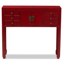 Melodie 6 Drawer Console Table Red - Baxton Studio