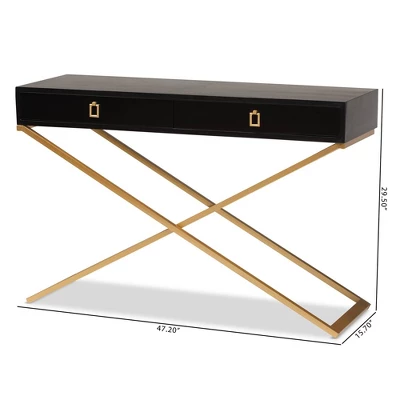 Madan Wood And Metal 2 Drawer Console Table Black/Gold - Baxton Studio 9 Madan Wood And Metal 2 Drawer Console Table Black/Gold - Baxton Studio - Image 9