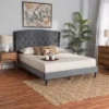 Joanna Velvet Fabric Upholstered And Wood Platform Bed - Baxton Studio